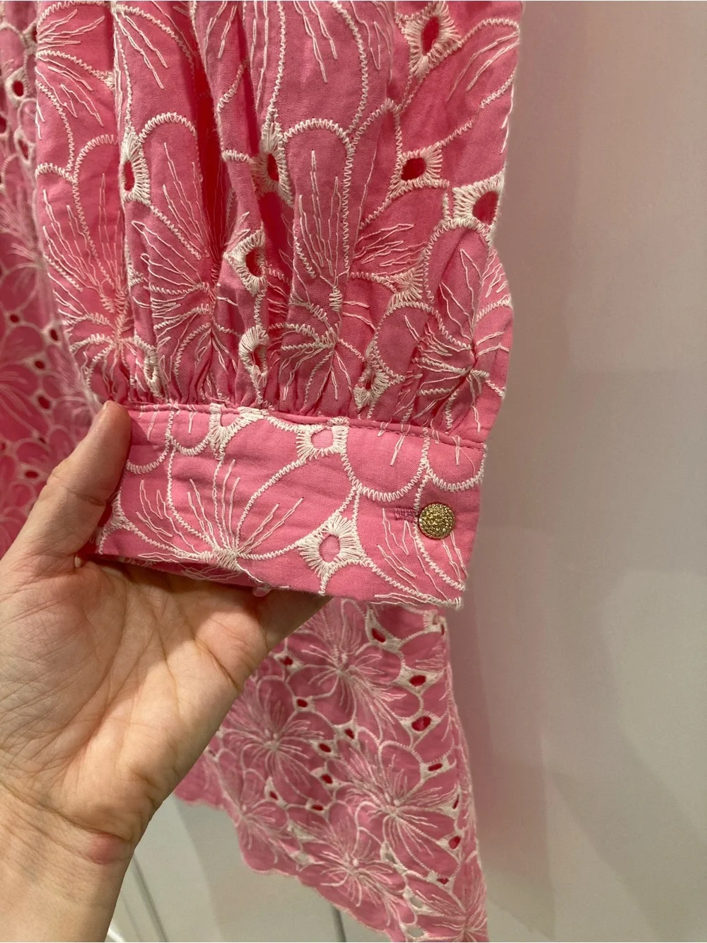 Pomander Place pink embroidered
